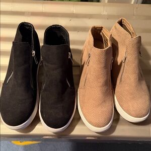 Stylish Women's Black and Tan Sneakers